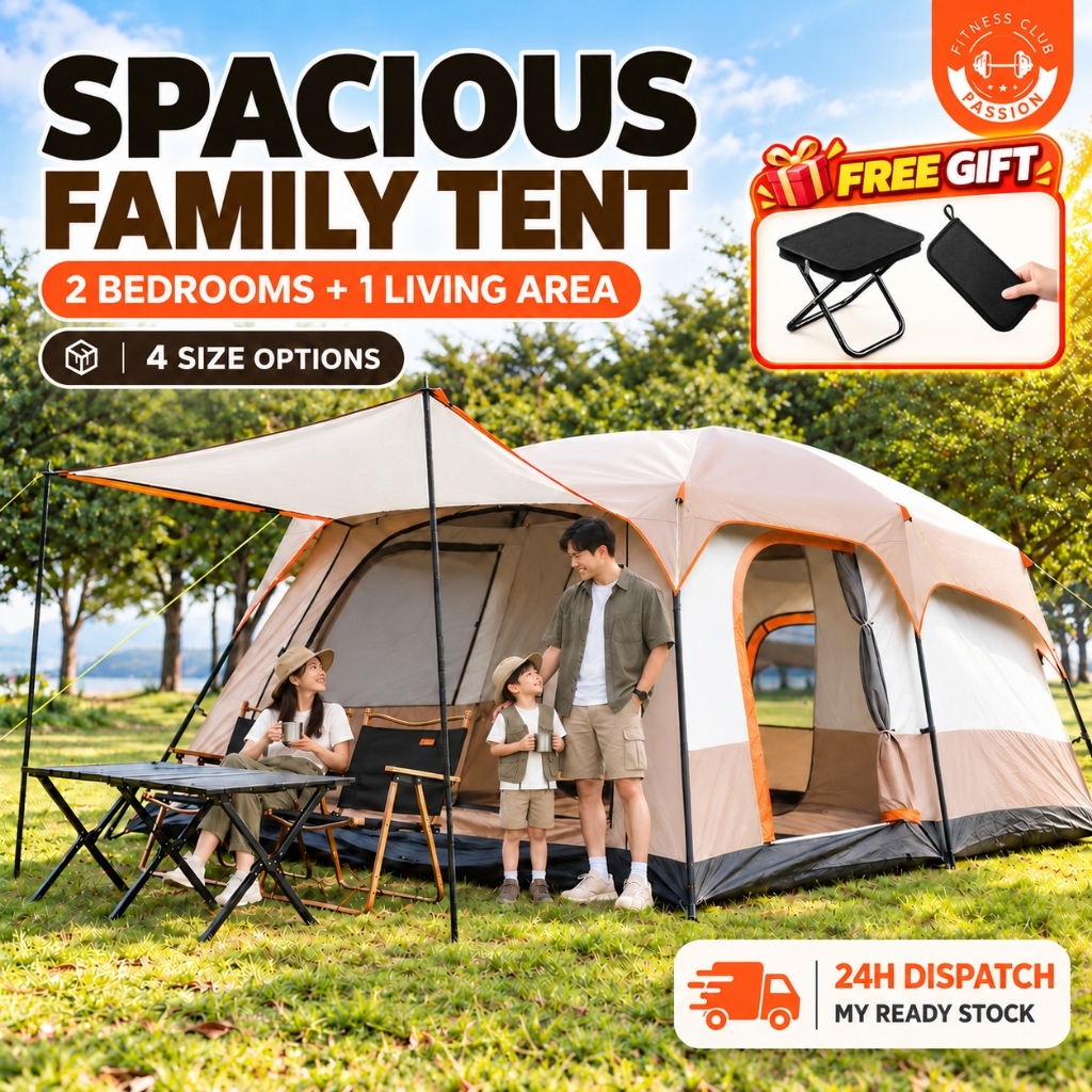 WTHB Khemah Camping Tent Large Family Tent Waterproof Khemah unta 5 8 14 Person Outdoor Double Layers Big Tent 2 rooms