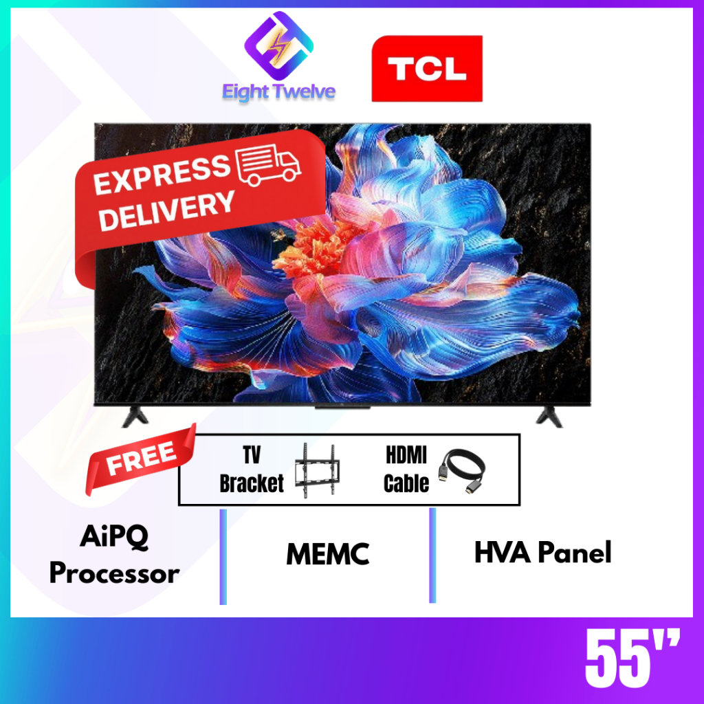 [EXPRESS DELIVERY & 2 ITEM] TCL LED TV 55" 65" 75" 2025 NEW 4K UHD Google TV | AiPQ Processor 55p6k 65p61k 75p61k