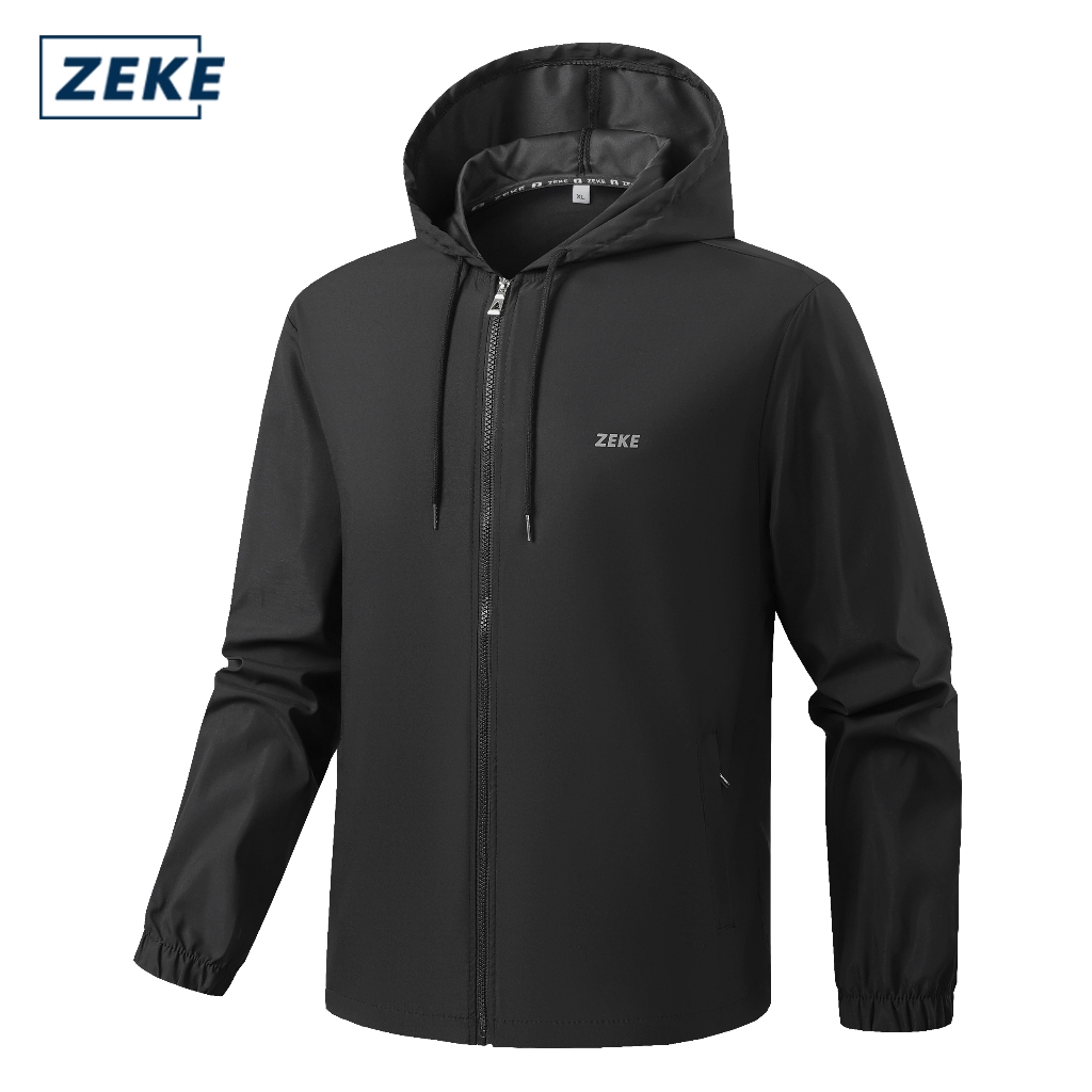 ZEKE C0021 Hooded Waterproof Reflective Windbreaker Jacket Lelaki Lengan Panjang Tracksuit
