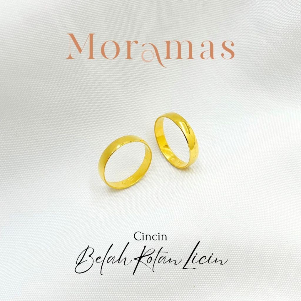 Moramas PLAIN Bond Ring 4mm 916 Gold/ Cincin Belah Rotan LICIN 4mm Emas 916/ 圆型光身戒子916金 #Couple Ring