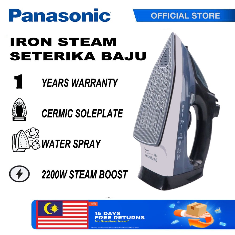 Panasonic Iron Steam Iron Steamer Seterika Baju Electric Iron 2200W 烫斗