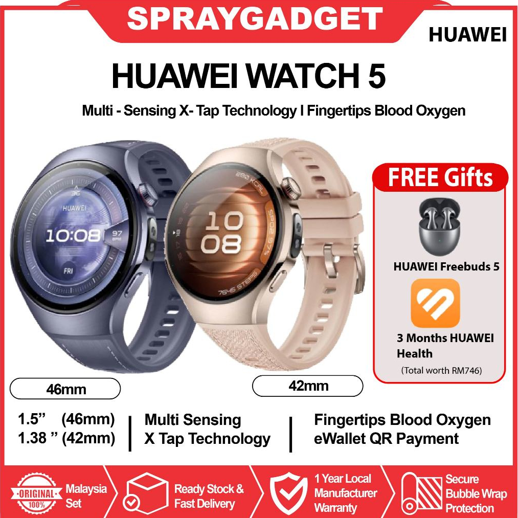 [PROMOSI] HUAWEI Watch 5 Smartwatch l Multi -Sensing X-Tap Technology l Fingertip Blood Oxygen
