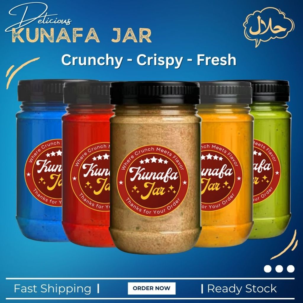 Trending Sweet Treat Kunafa Jar 300g – Blueberry, Saffron, Pistachio Green