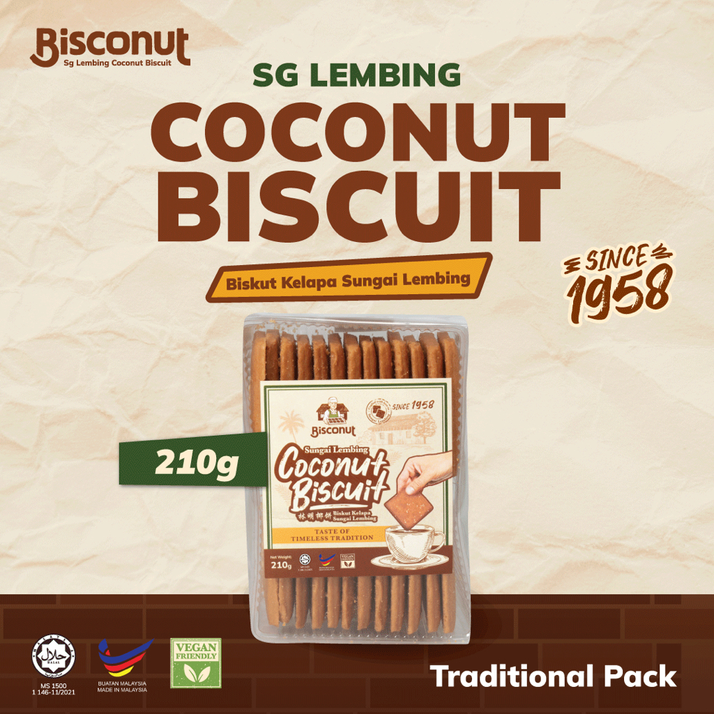[HALAL CERTIFIED - FIRST IN SG LEMBING] Bisconut Sg Lembing Coconut Biscuit 林明椰饼