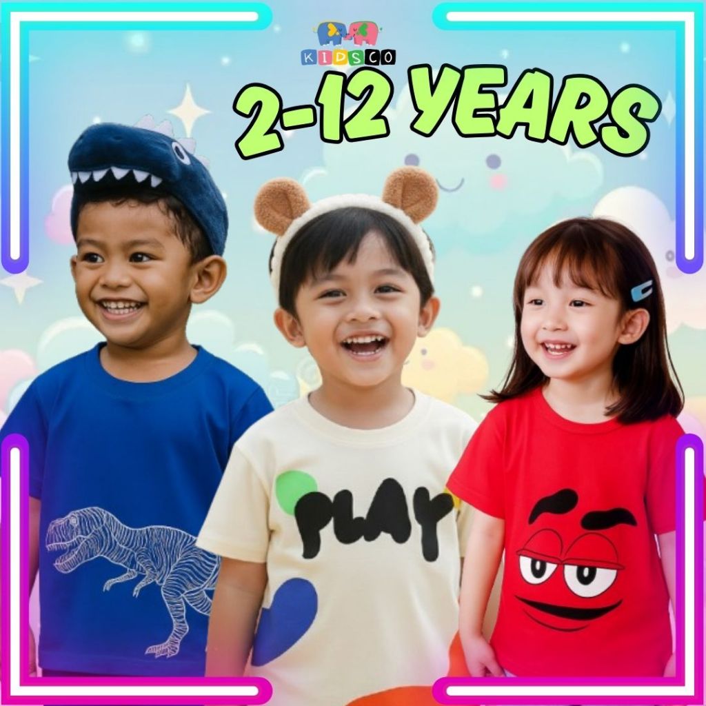 Kids T-shirt Cotton Boys Girls Short Sleeve Tops Animal Printed Casual T shirt Baju Kanak-Kanak