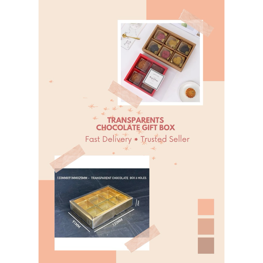 transparent chocolate box 6 holes/kotak chocolate/kotak gula-gula/kotak letak chocolate
