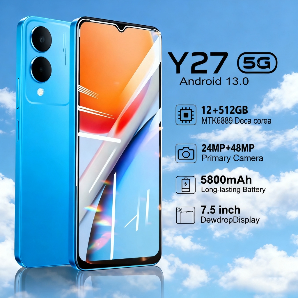New Best-Selling Y27s Mobile Phone 7.5-Inch Mobile Phone 100% Genuine Specifications Smartphone RAM 16GB ROM 512GB 5,000