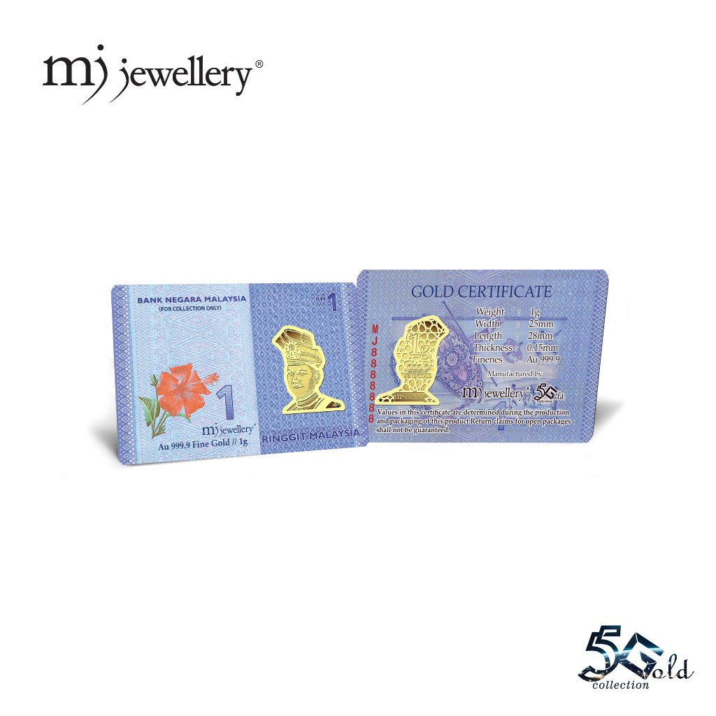 MJ Jewellery 5G Gold Collection 999.9/24K Malaysian Ringgit Series Gold Bar F52&hellip;