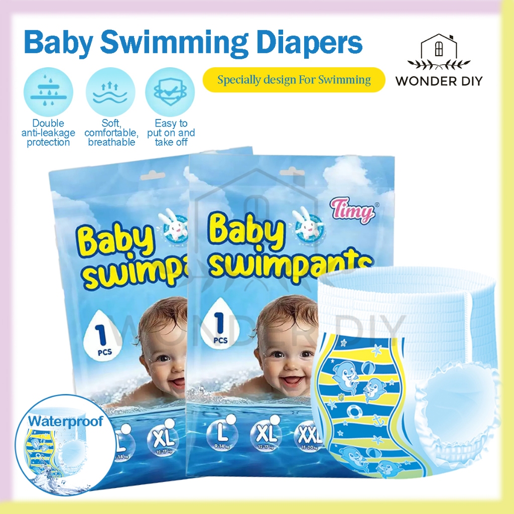 Disposable Baby Kids Waterproof Leakproof Swimming Diaper/Pant Lampin Renang Bayi | (1 Pc Pack)Murah