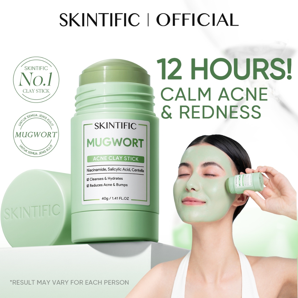 SKINTIFIC Mugwort Acne Clay Stick Calm Soothing Acne Shrink Pores Cleansing Pores & Blackheads Face Mask Muka Centella