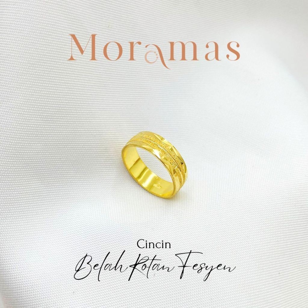 Moramas FASHION SAND Bond Ring 916 Gold/ Cincin Belah Rotan PASIR FESYEN Emas 916/ 圆型戒指916金
