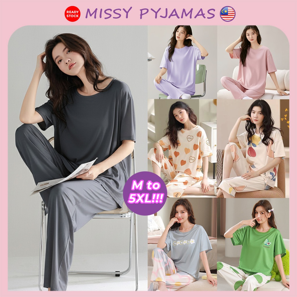 Pyjamas Plain Design Homewear Baju Duduk Rumah Soft Fabric Piyama Wanita Santai Minimalist Loose Fit PJ089