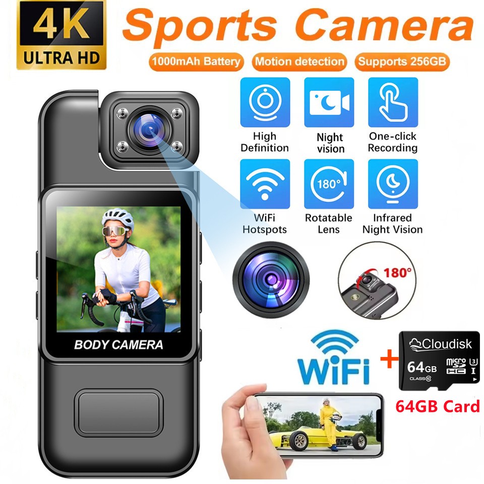 Ultra HD 4K WiFi Mini Camera Portable Digital Video Recorder Police Body Cam Infrared Night Vision Sports DV Small Cam