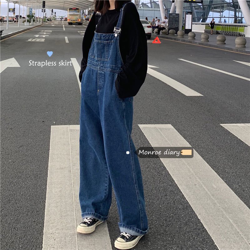C110 牛仔薄款吊带连体裤子JEANS JUMPSUIT WANITA