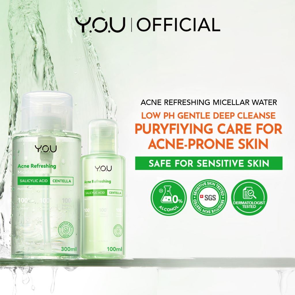 【NEW】YOU Acne Refreshing Micellar Water For Sensitive | Acne-Prone Skin 100ml & 300ml