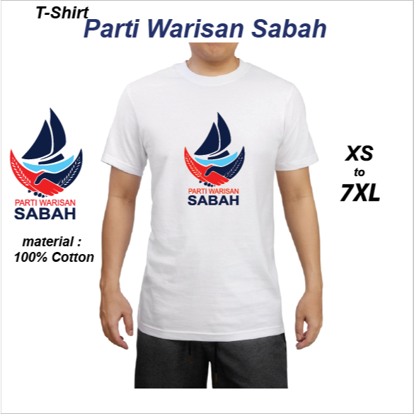 WARISAN PRN Sabah Tshirt Round Neck Cotton Parti Warisan Sabah Baju Pilihanraya Negeri