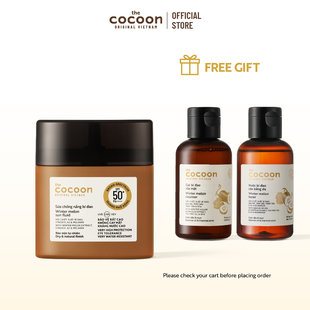 [B1G2| 12PM 8-12.10] COCOON Winter Melon Sun Fluid (50ml) protects the skin from UVA, UVB, and high-energy visible light