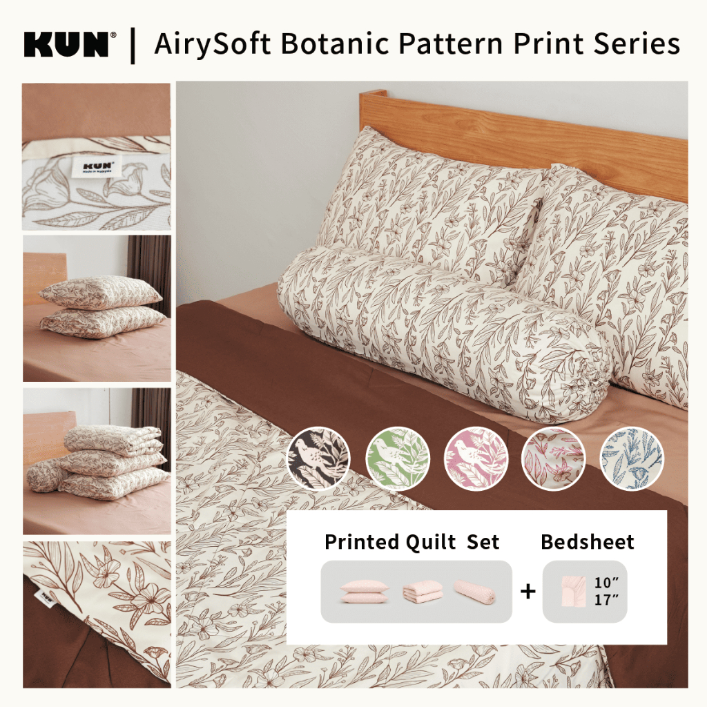 Kun Botanic Pattern Print Series- Printed bedsheet set