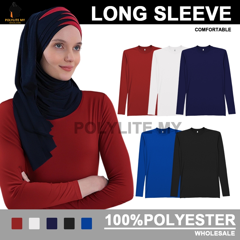 Long Sleeve Dri-Fit T Shirt Unisex  Baju Lengan Panjang Poliester Ringan & Breathable