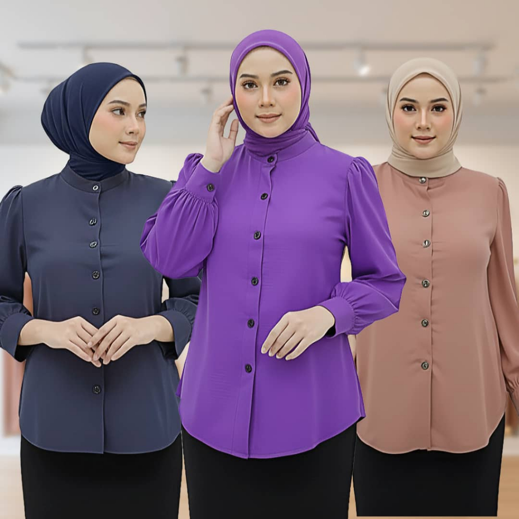New Blouse Murah Dan Cantik Cey Crope Ironless Baju Muslimah Wanita