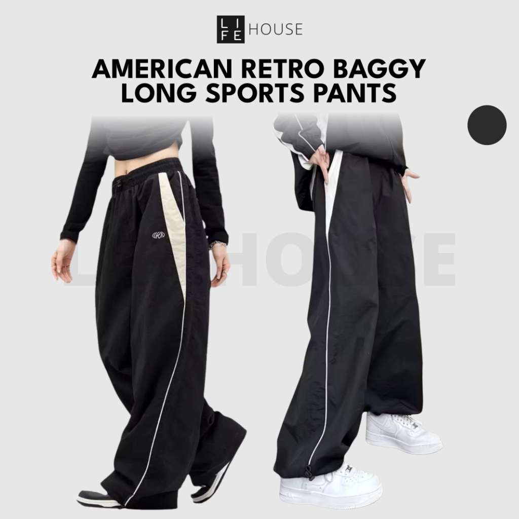 [1000 COIN REBATE] Retro Baggy Pants (S-3XL) Seluar Casual Wide Leg Baggy Tracksuit Seluar Panjang Lelaki Hip Hop Loose