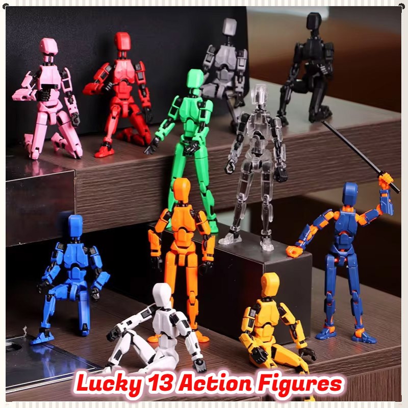 3D Printed Lucky Dummy 13 Action Figure Mini Robot Doll Toy Multi Joint Mannequin Assembly Diy Toys