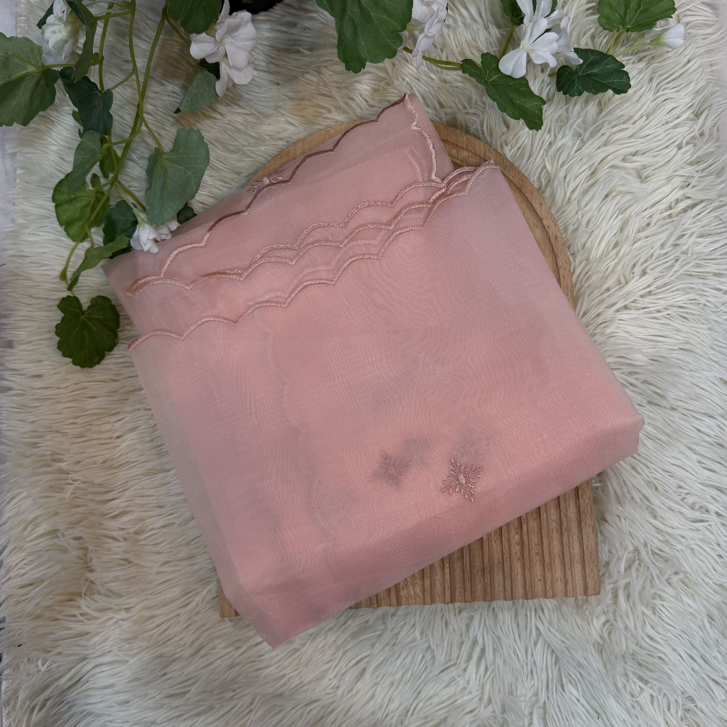 ORGANZA SHAWL BERSULAM DIAMOND EMBROIDERY SHAWL Organza Embroidered Malay Organza Shawl Scarf Klasik