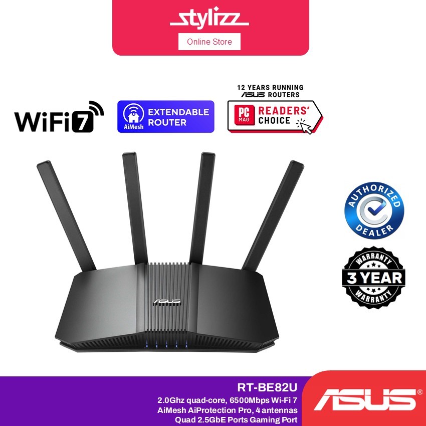 ASUS WiFi 7 Router RT-BE82U BE6500 Dual Band AiMesh Router AiProtection Pro Parental Control