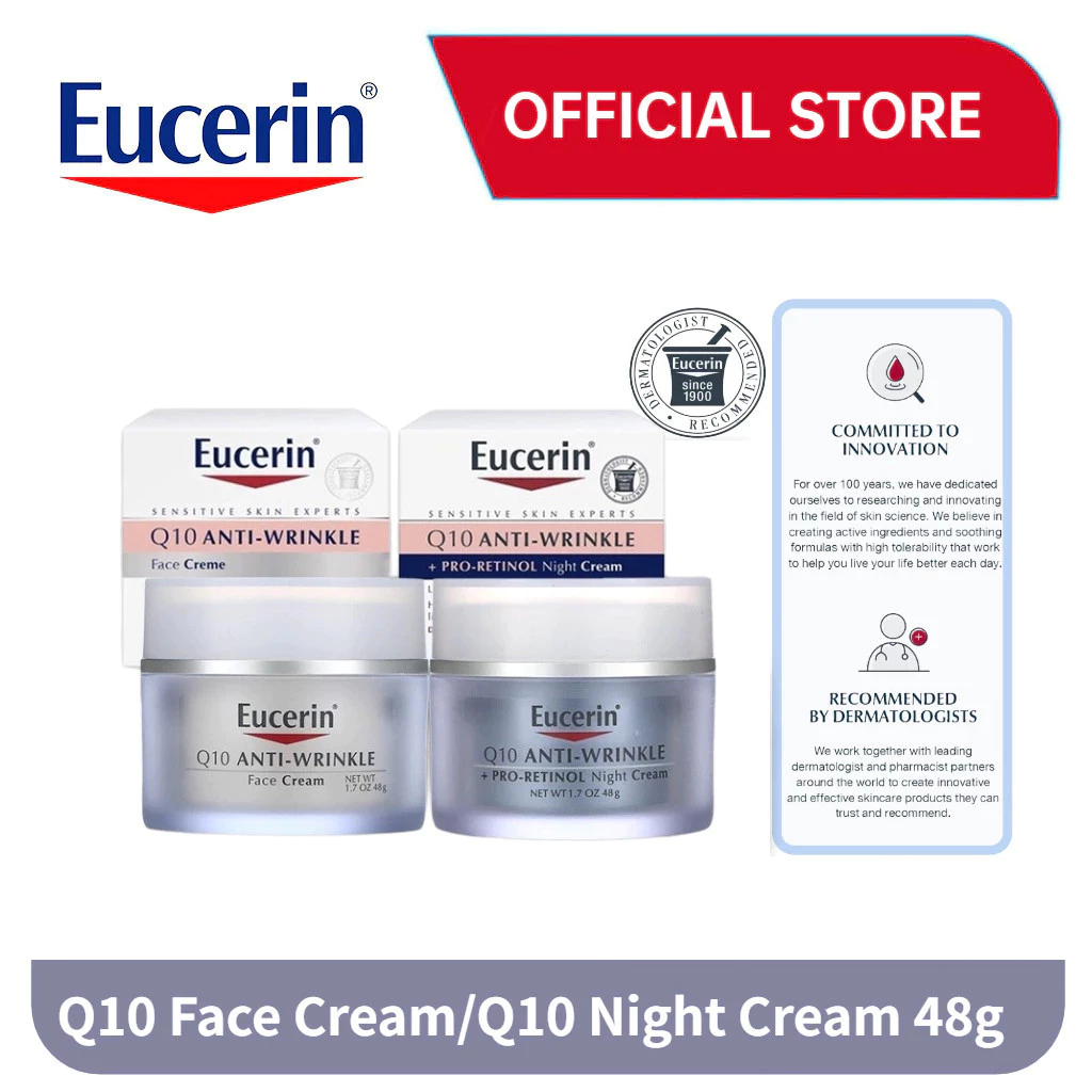 Eucerin Q10 Anti-Wrinkle Face Cream and Anti-Wrinkle | PRO-RETINOL Night Cream 48g