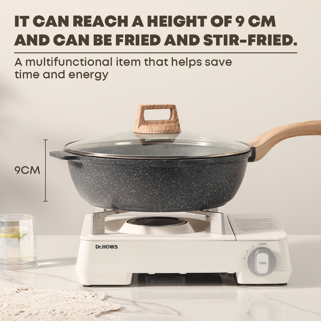 Ecowin Cookware Black Series Nonstick Wok Pan Kuali Deep Frying Pan Pfoa-Free Periuk Tidak Melekat