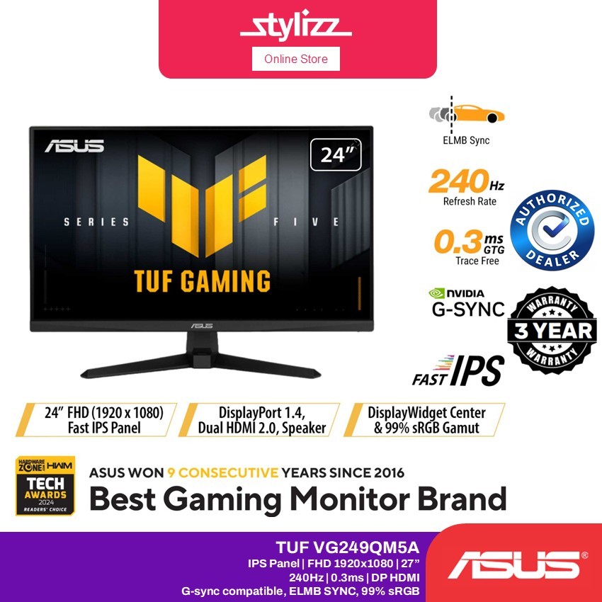 ASUS TUF GAMING MONITOR VG279QM5A 27" | VG249QM5A 24" IPS FHD 1080P 0.3MS 240HZ G-SYNC HD MI+DP