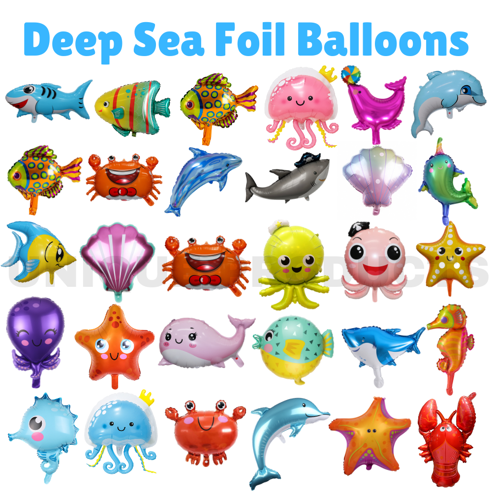 Deep Sea Foil Balloon Fish Marine Star fish Lobster Seahorse Mini Balloons Belon Laut