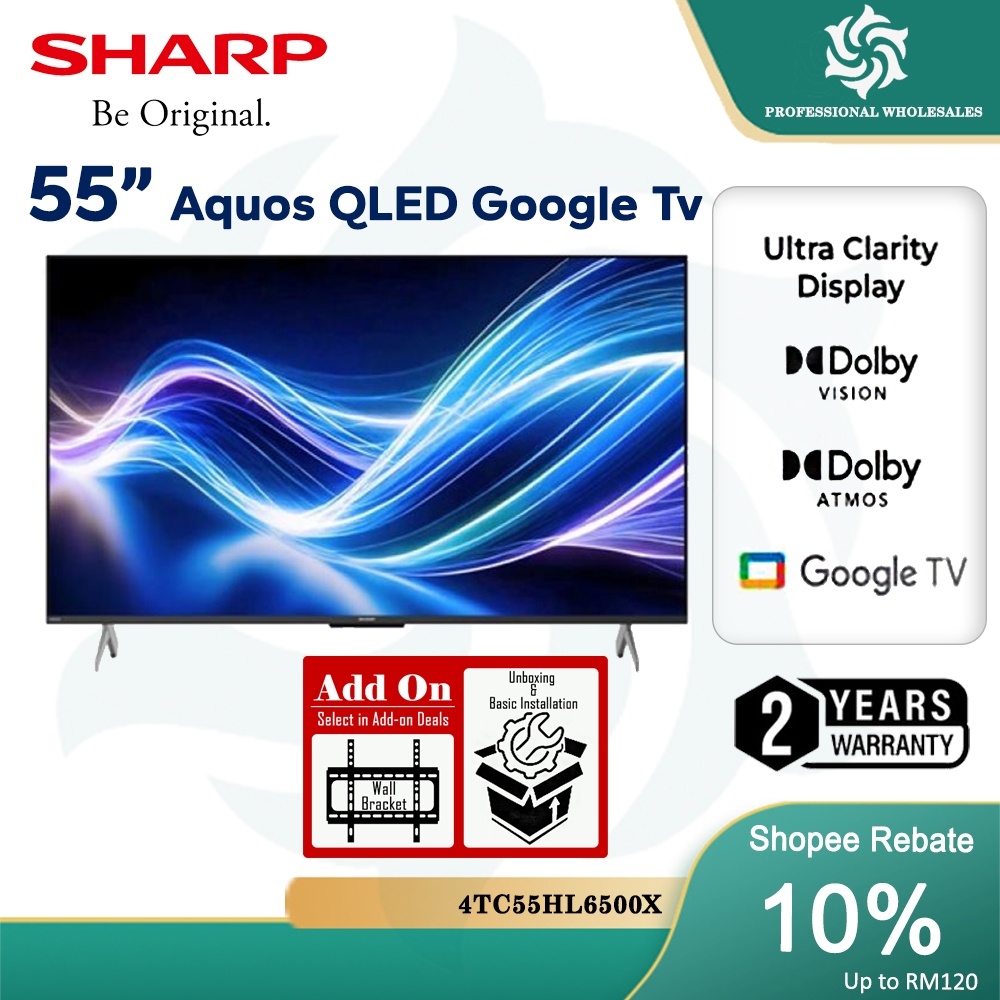 SHARP 55"/ 65"/ 75" AQUOS QLED 4K Google TV Smooth gaming play – VRR, ALLM
