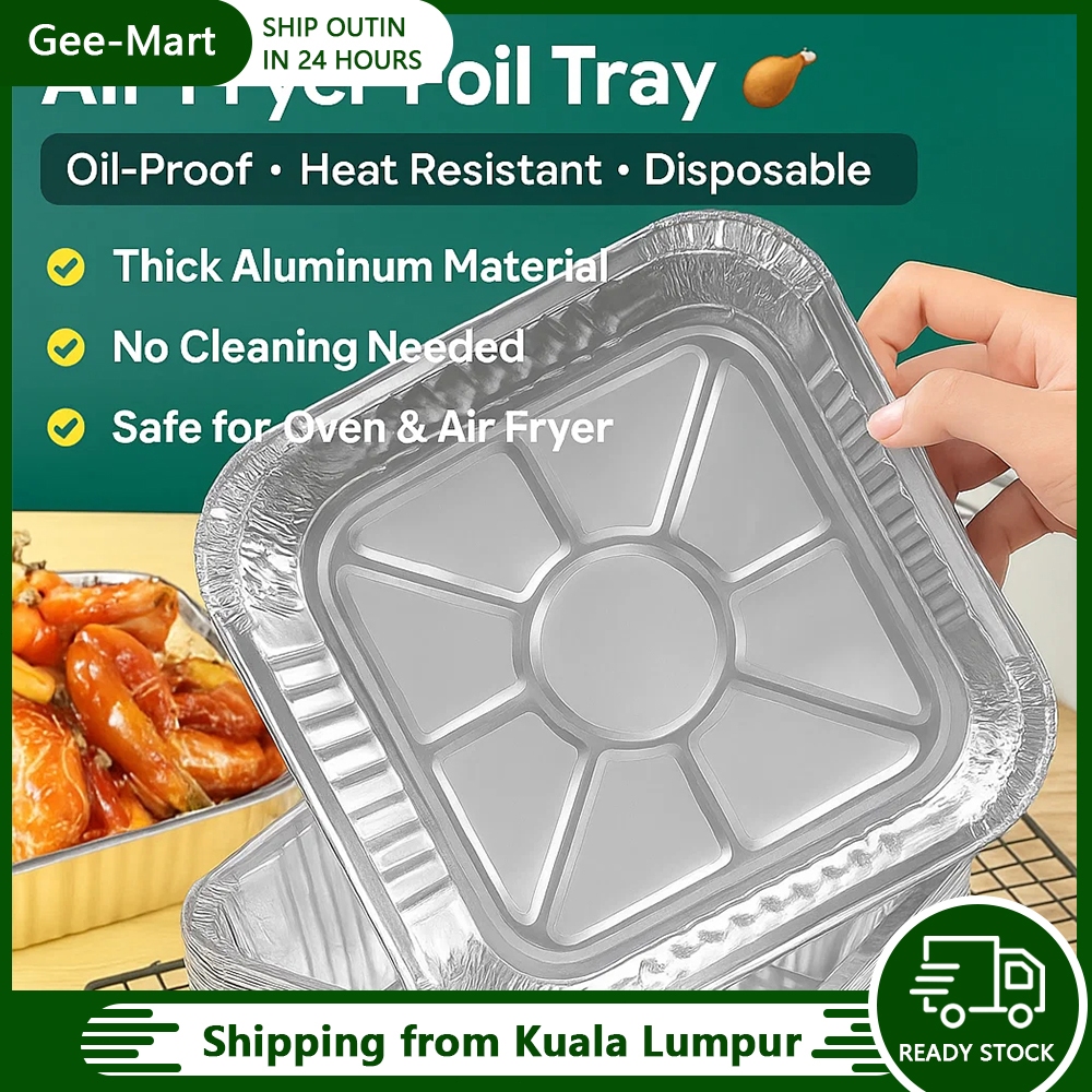 Oil Proof Square Tin Foil Tray Fried Chicken French Fries Air Fryer Oven Tin Foil Bowl Food Grade Reusable 正方形空气炸锅锡纸