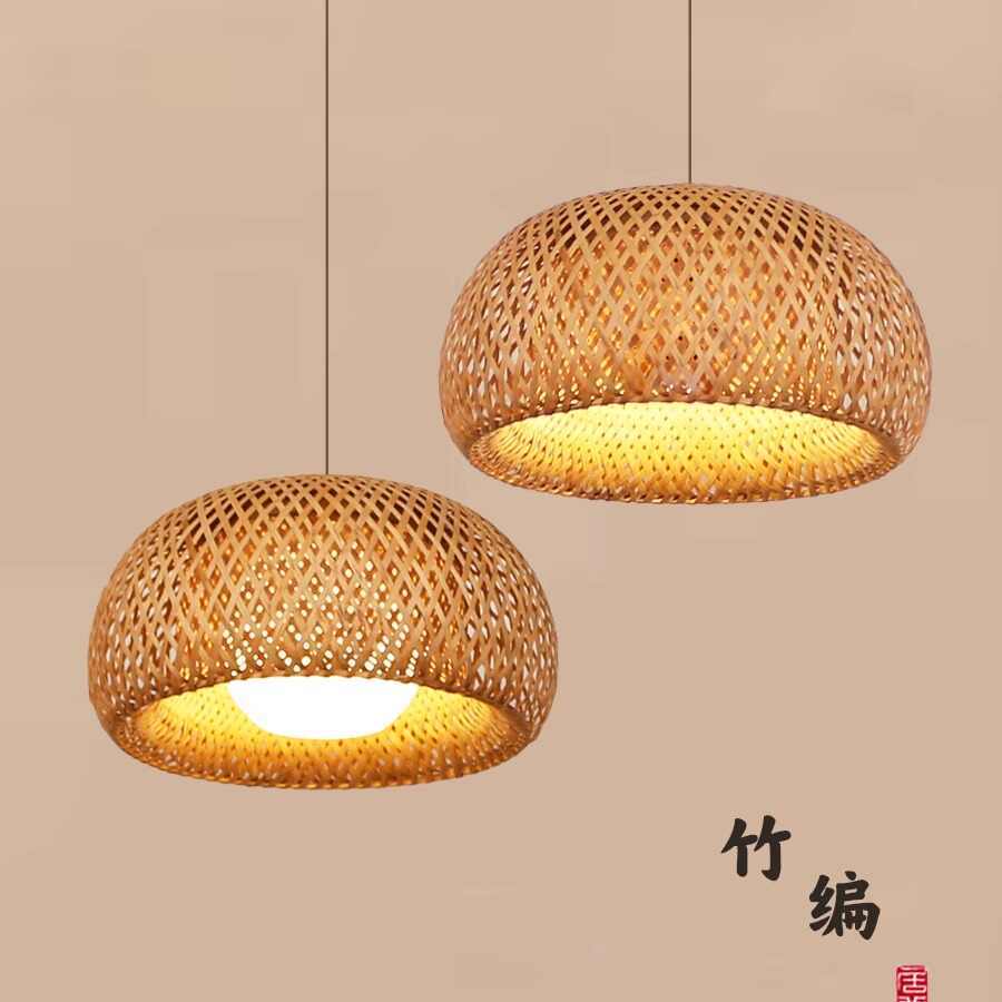 Bamboo Chandelier Rattan Chandelier Shade Ceiling Lamp Woven Bamboo Rattan E27 Hanging Lamp /Candelier Buluh(With Bulb)