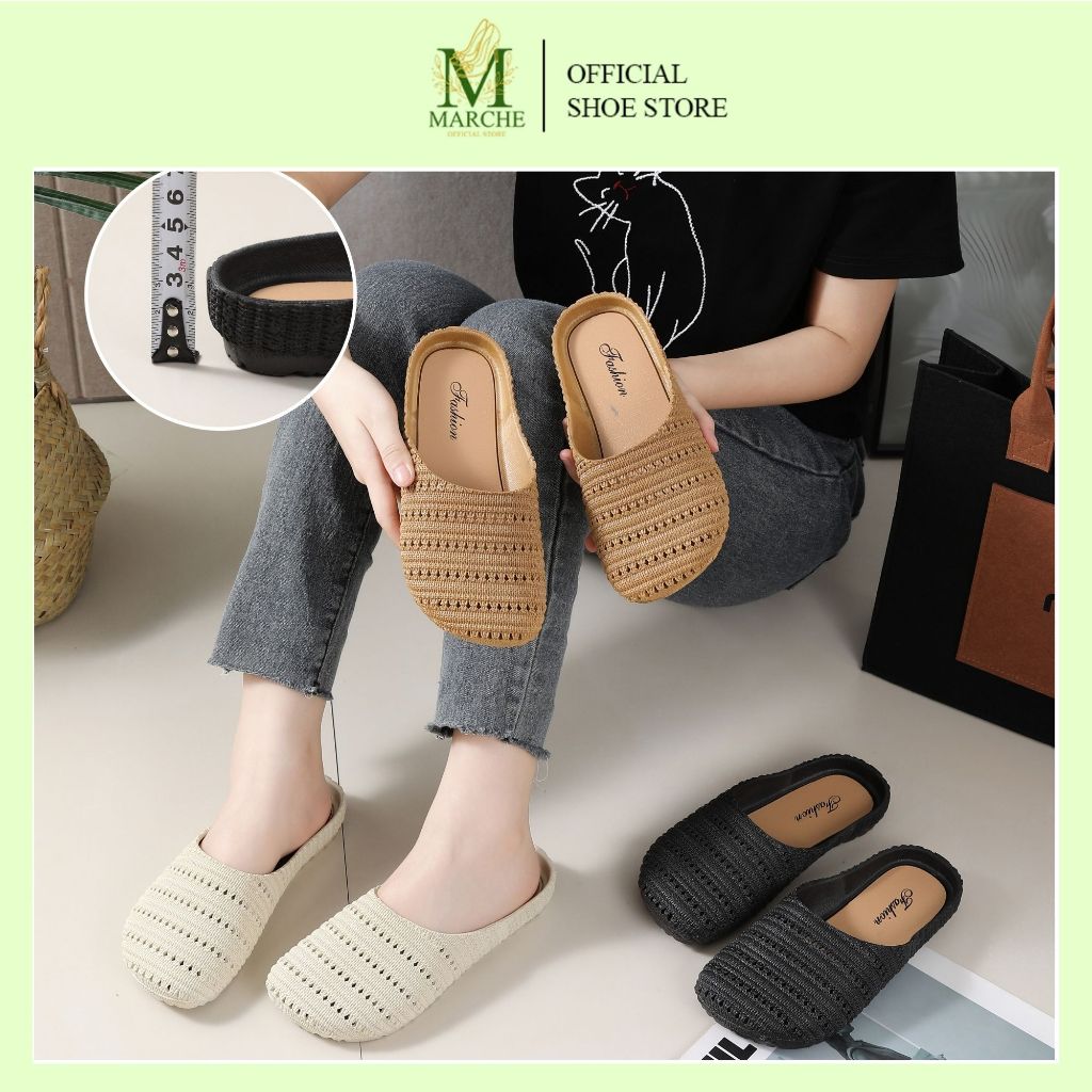 Marche Women's Summer Outwear Roman Style Rubber Half Slippers for Women Comfortable Daily Wear Shoes