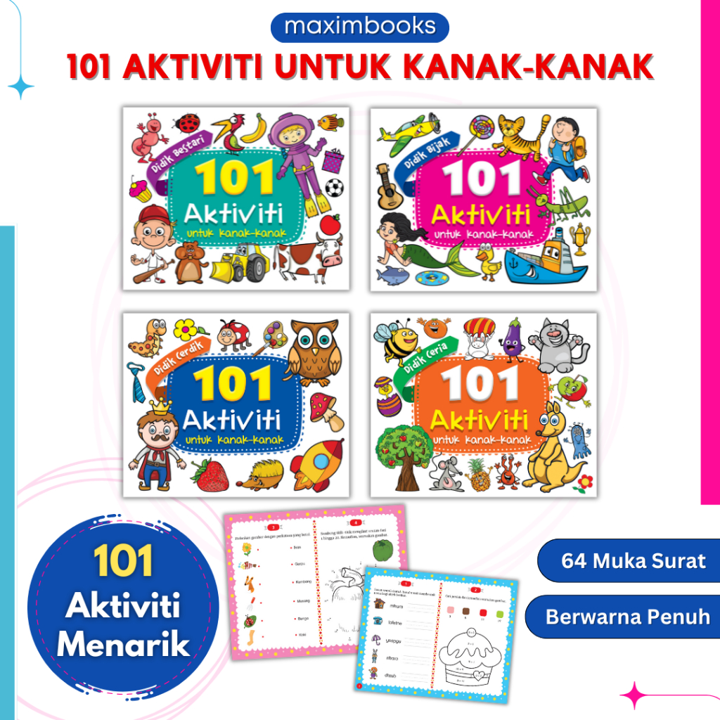 101 Aktiviti Untuk Kanak-Kanak | Buku Aktiviti | 64 Muka Surat | Activity Book | Full Colour