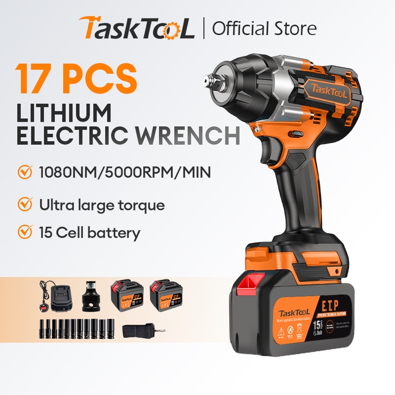 TASKTOOL  17PCS High Torque Brushless Cordless  Impact Wrench Driver Drill Electric Impact Wrench 6AH