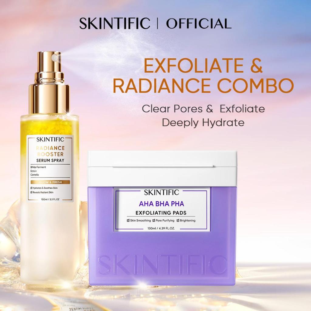 <Renewal Combo>SKINTIFIC Skincare set Exfoliate & Radiance 2pcs Pore cleanse Deep Moisturizing| Toner pad+Serum spray