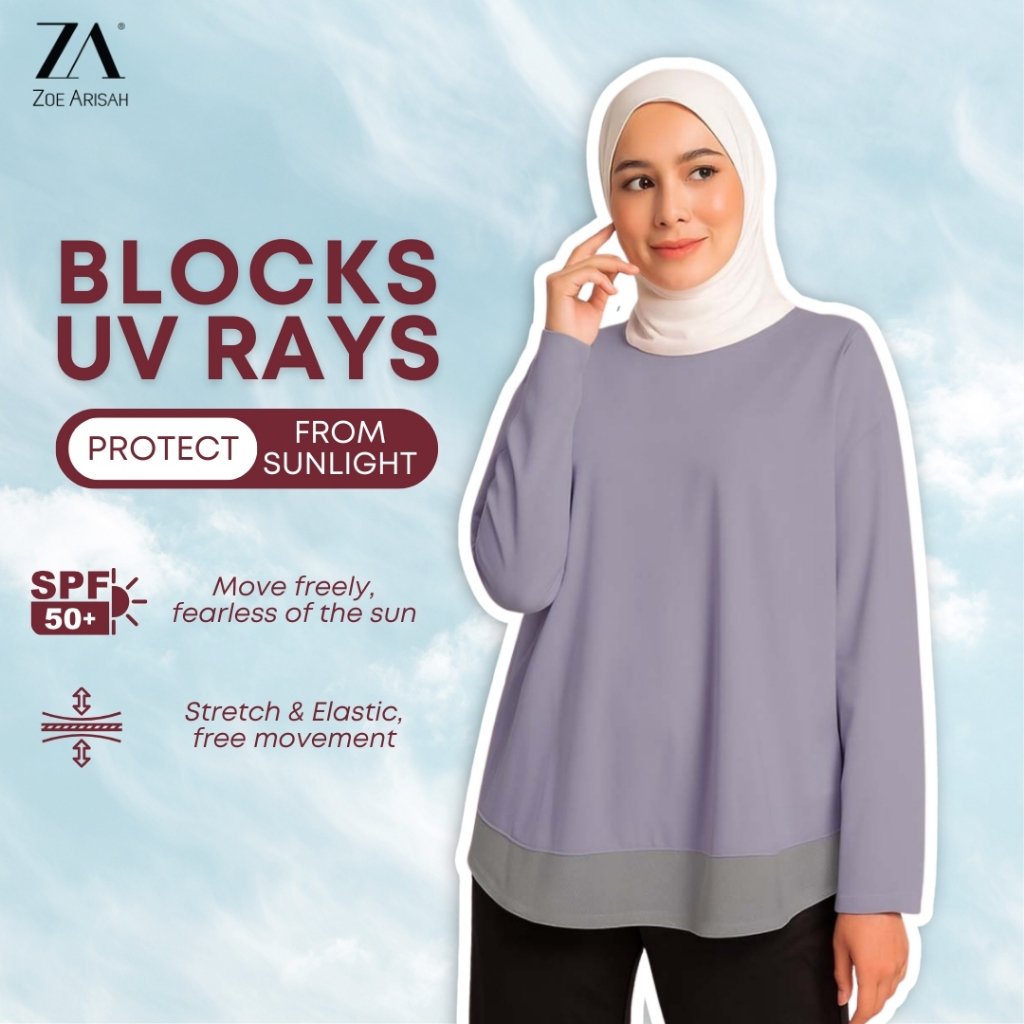 ZOE ARISAH Ledrina Baju Latihan Sukan Muslimah Training Shirt Wanita Murah SPF50 Quick Dry New Sport Wear ZOE ARISSA