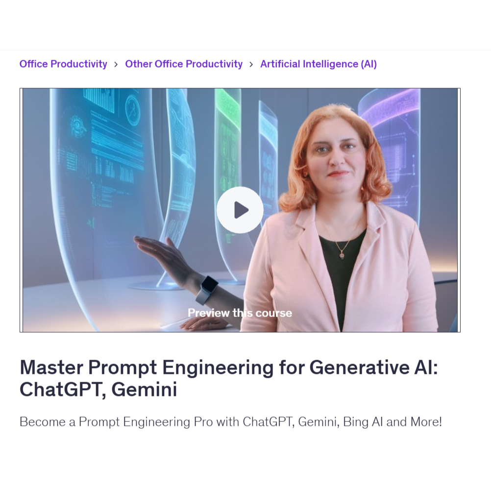 Ai Prompt Video Course- Master Prompt Engineering for Generative AI: ChatGPT, Gemini | Learn AI Prompt Video Lessons
