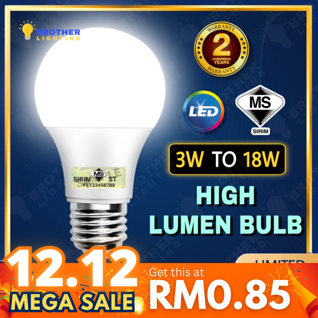 [SIRIM] LED Bulb E27 5W 9W 12W 15W 18W Energy Saving Super Bright Light Bulb Lampu Mentol Lamp Bulb