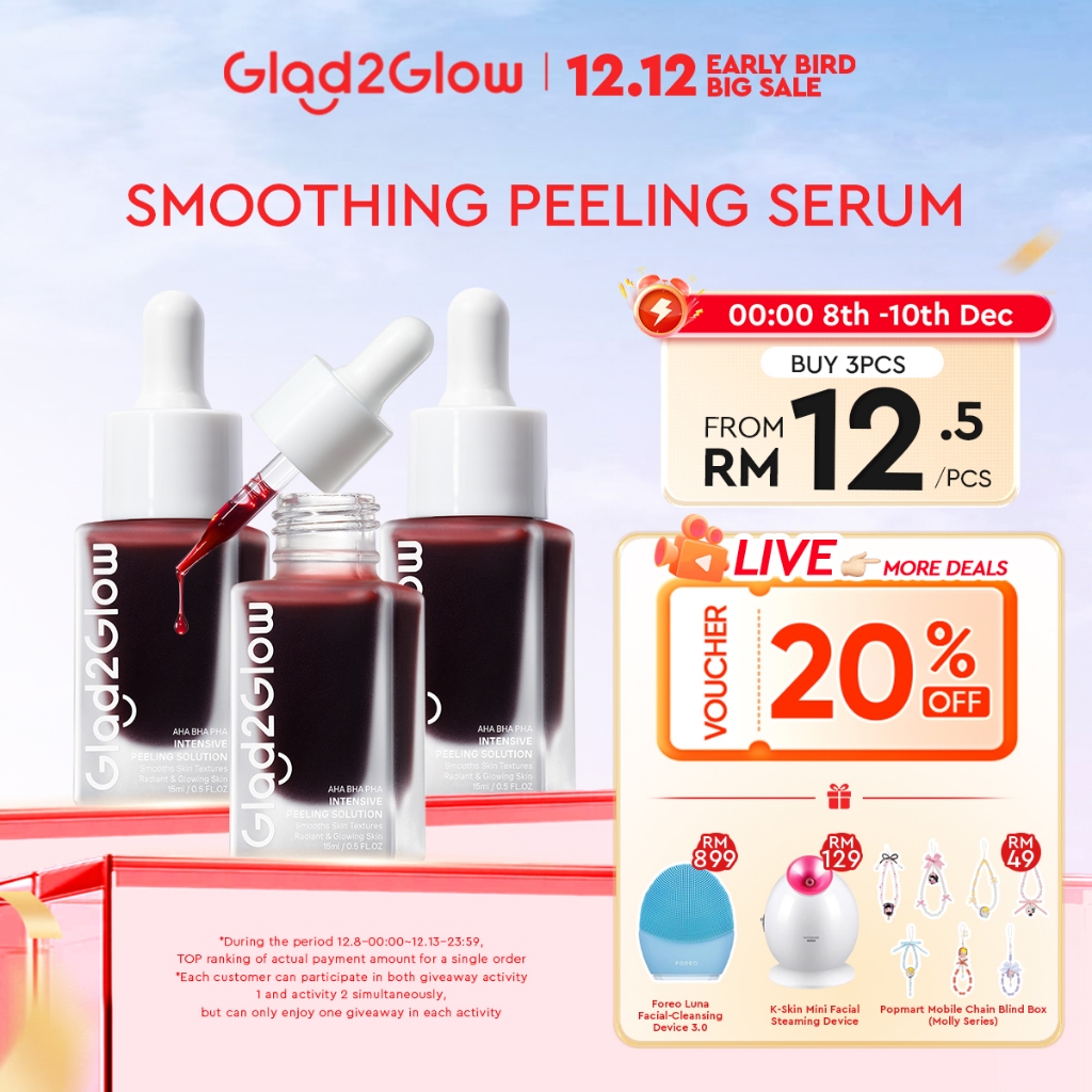 Glad2glow Aha Bha Pha Serum Intensive Peeling Solution Brighten Skin Essence Anti Acne-pron,Blackhead Glowing Skincare