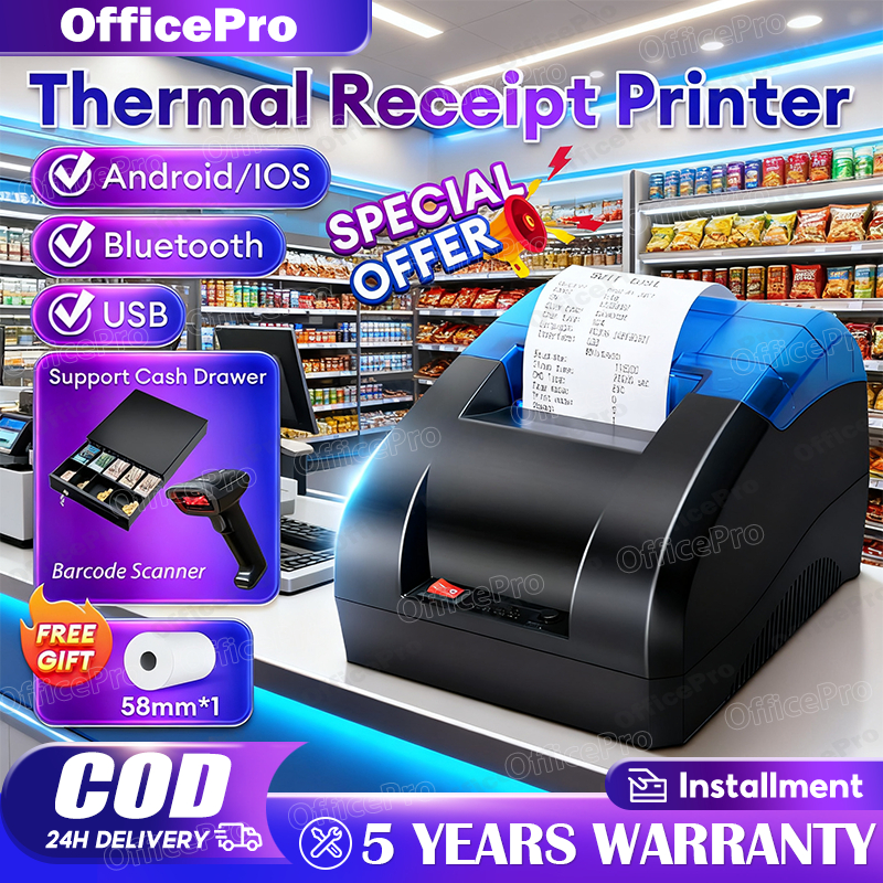 Thermal Printer Bluetooth Receipt Printer Cash Drawer 58mm Label Printer USB For POS Machine