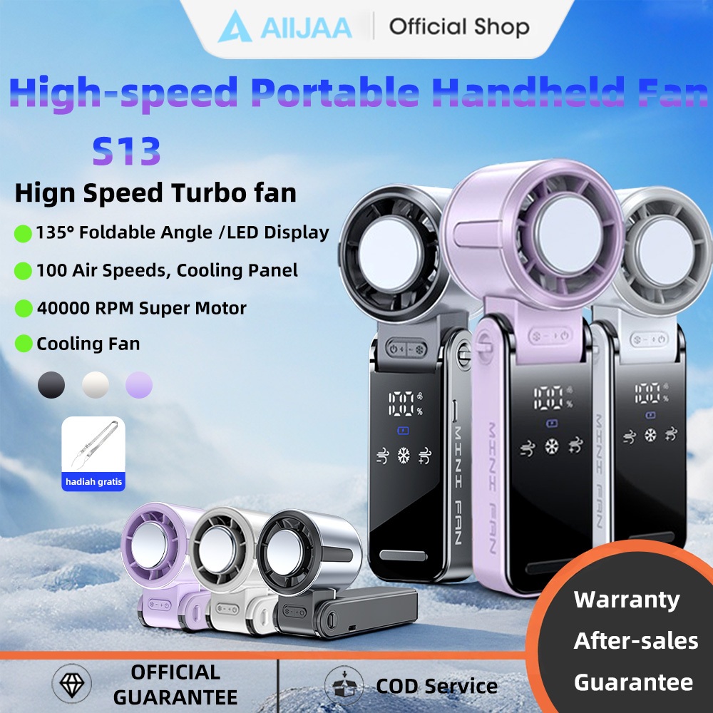 AIIJAA Kipas Portable Rechargeable 8000mAh Mini Fan High Speed USB Silent Kipas Tangan Kipas Meja Travel