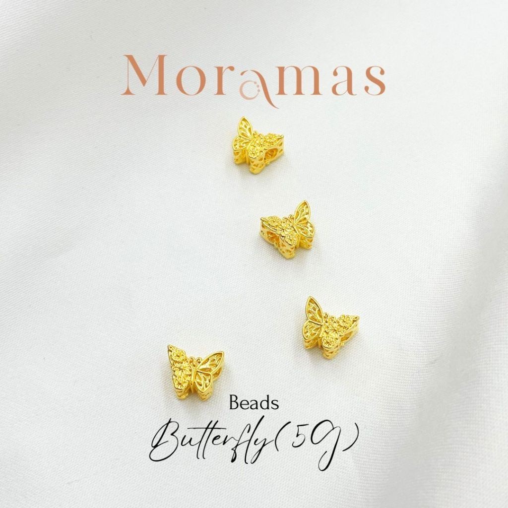 Moramas (5G) Hollow BUTTERFLY Beads 916 Gold/ (5G) Beads RAMA-RAMA Kosong Emas 916/蝴蝶串珠916金 #Charm