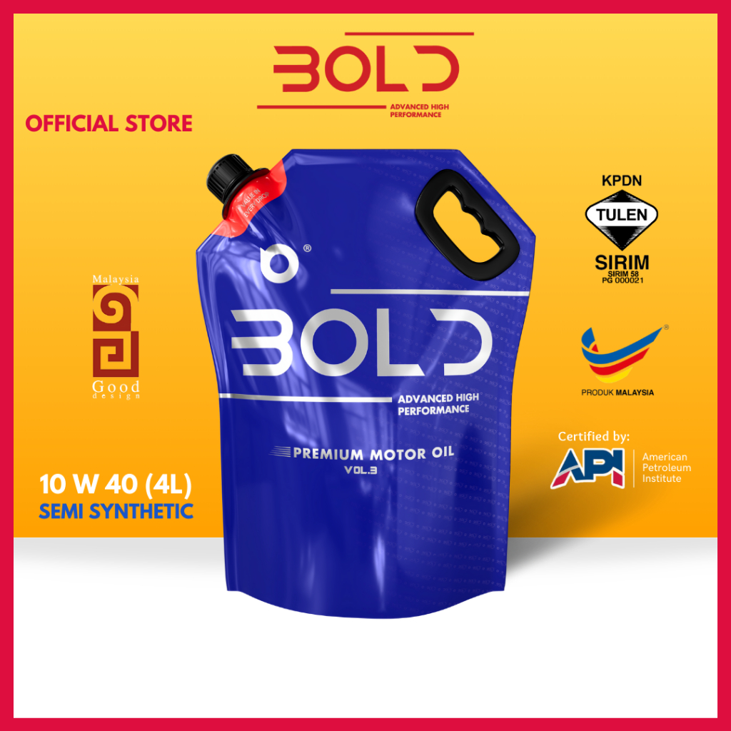 BOLD SIRIM 10w40 4L/3L Semi Synthetic SP Engine Oil Car 10w-40 Minyak Hitam Enjin Kereta Proton Toyota Honda Perodua