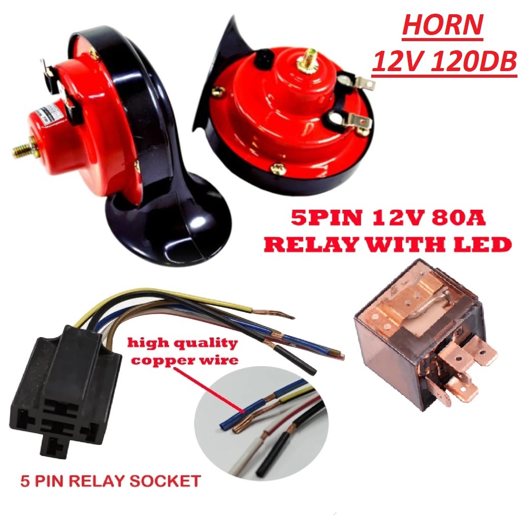 Car Truck Motorcycle 12V 120DB Horn Relay Hon BM Loud Snail Honk Bunyi Kuat Siput Hon Kereta Type R