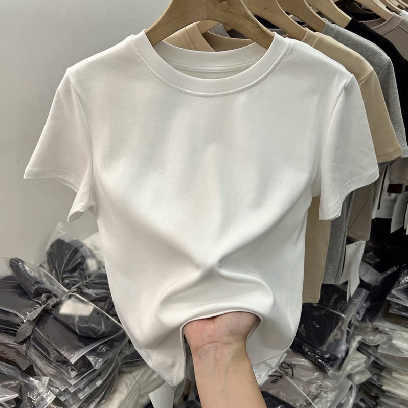 Women's 100% Cotton Basic T-shirt M-2XL Comfortable Breathable Versatile Slim Fit Top