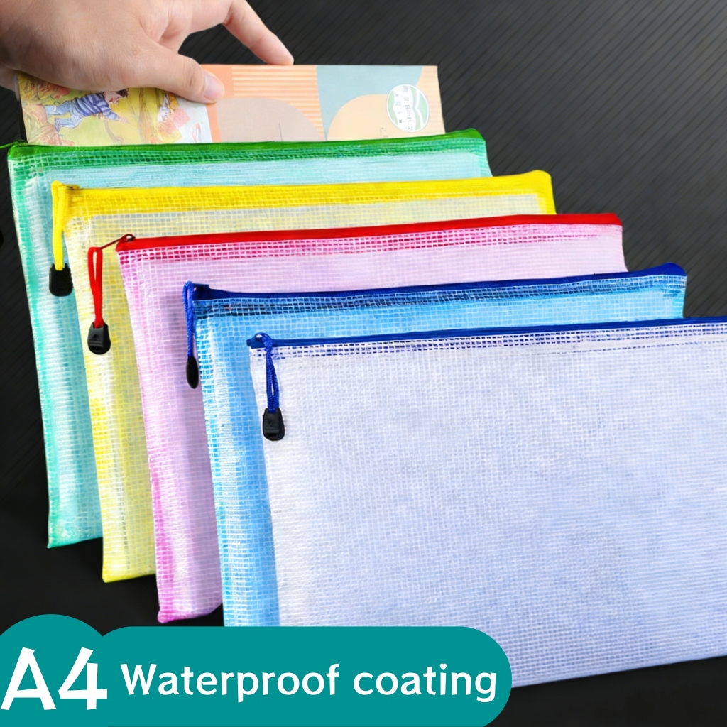 Waterproof A4 PVC File Bag - Zipper Mesh Pouch for Office, School, Travel. Durable & Tear Resistant! Hot Deal!